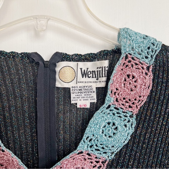 vintage • 1970s Wenjilli lurex maxi dress gown ribbed knit metallic sparkle 70s - Picture 4 of 11